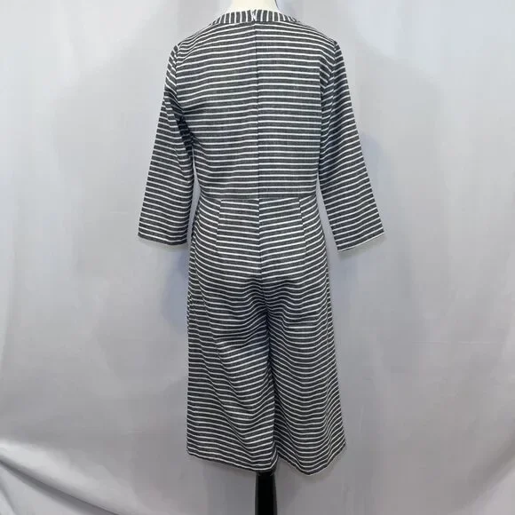 Mokingtop crop jumpsuit lightweight cotton black white stripes womens sz M - Picture 3 of 16